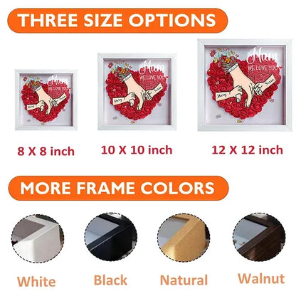 We Love You Mommy Hand Holding - Personalized Flower Shadow Box - Mother's Day
