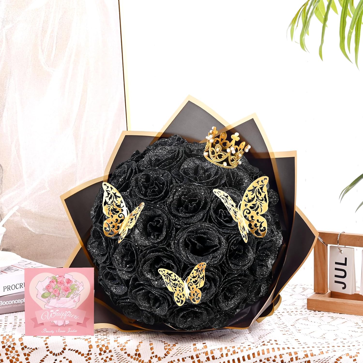 💕Glittering Everlasting Rose Bouquet – Gift for Anniversaries & Milestones