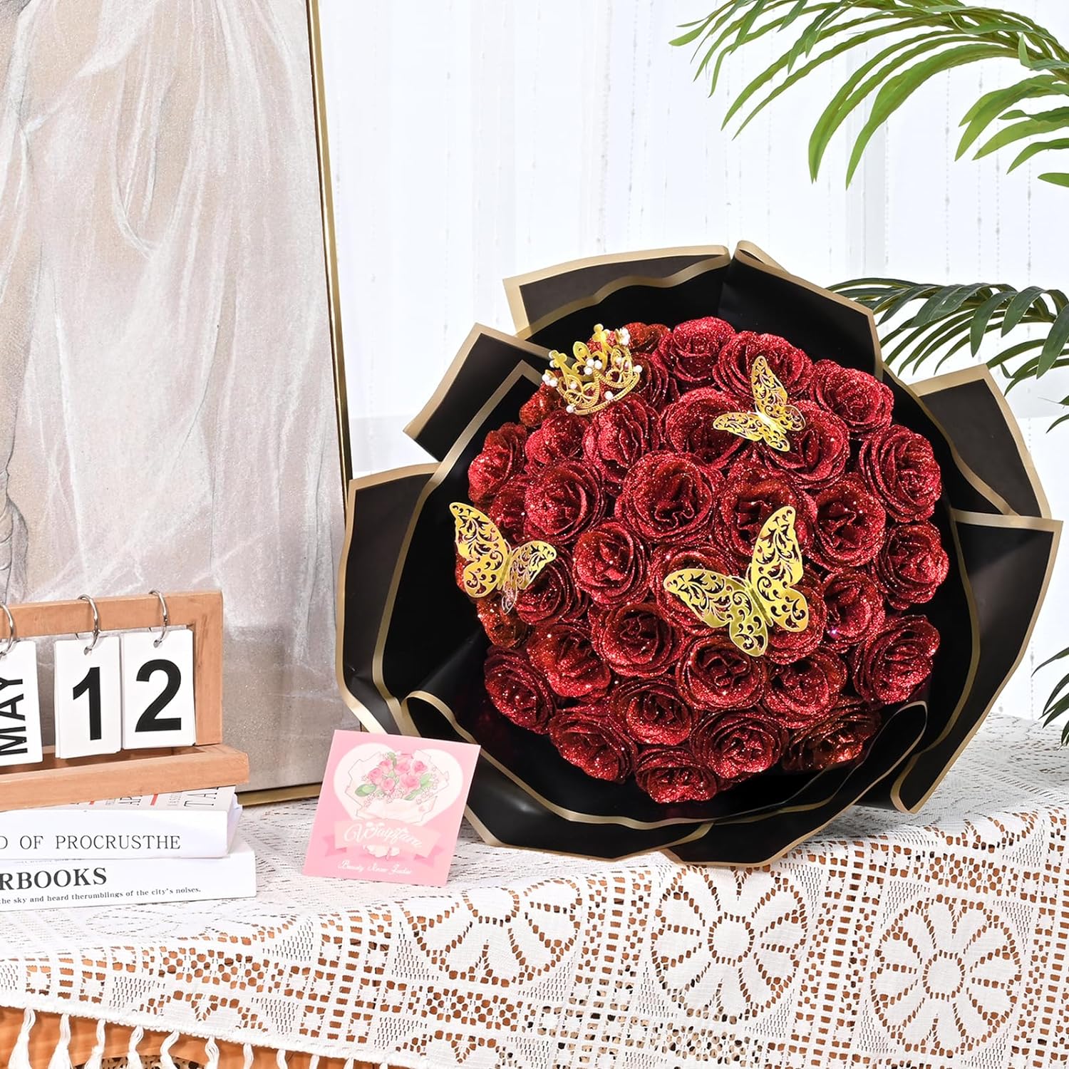 💕Glittering Everlasting Rose Bouquet – Gift for Anniversaries & Milestones