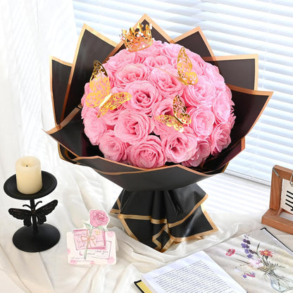 💕Glittering Everlasting Rose Bouquet – Gift for Anniversaries & Milestones